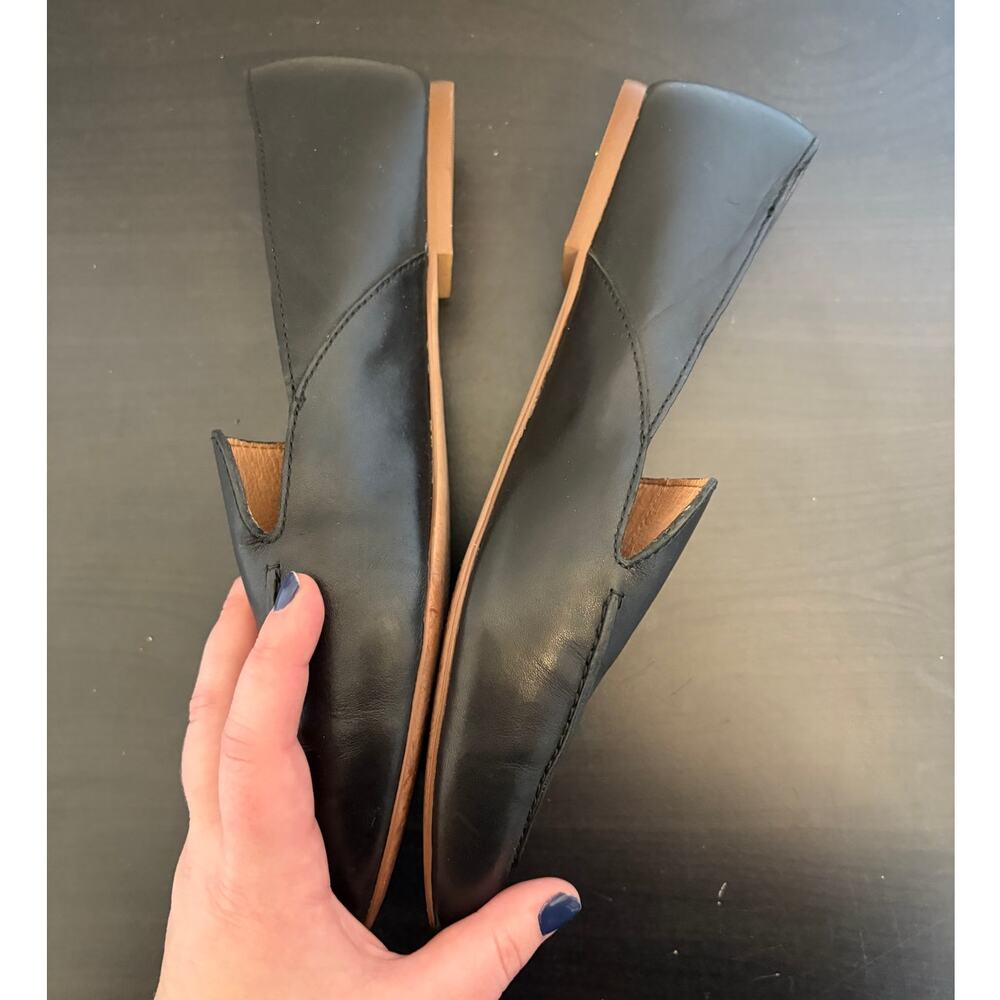 Madewell The Frances Skimmer in Leather 8.5 Black Office Minimalist Career - Picture 6 of 7